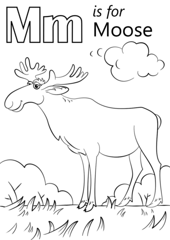 Letter M Is For Moose Coloring Page